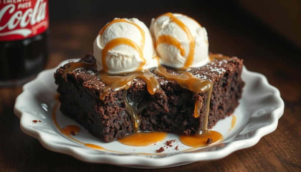 Coca-Cola Cake with Ice Cream