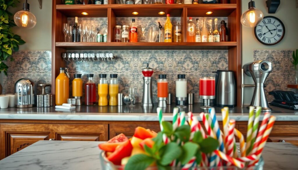 Italian soda bar setup