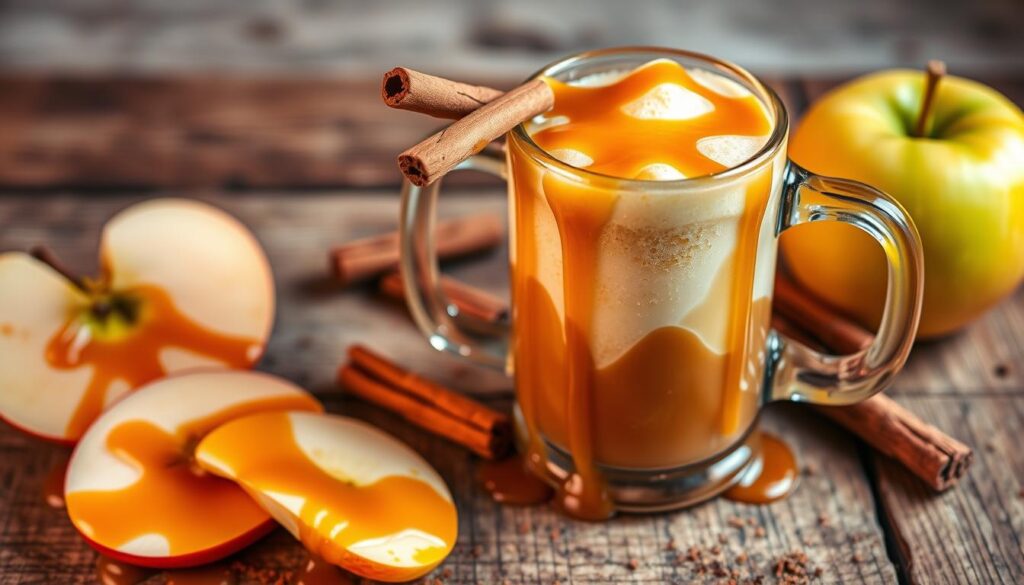 caramel apple cider float presentation