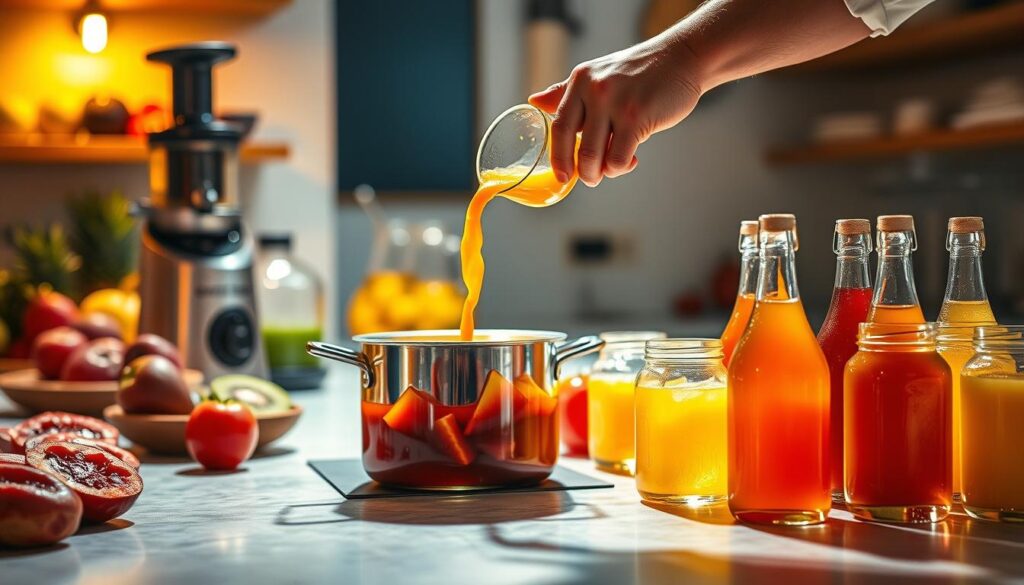 homemade fruit syrup preparation