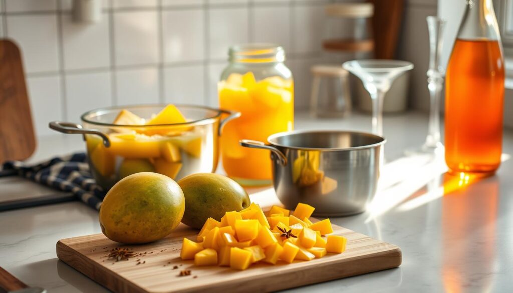 simple syrup mango puree steps
