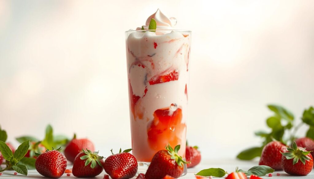 Strawberry Basil Herbal Ice Cream Float