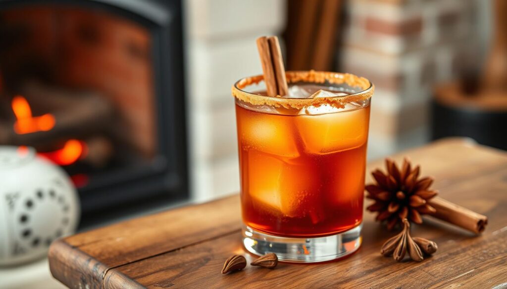 holiday old fashioned cocktail with cinnamon syrup