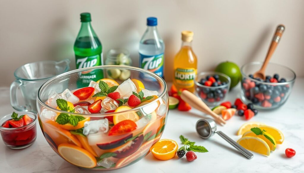 Party punch ingredients and tools