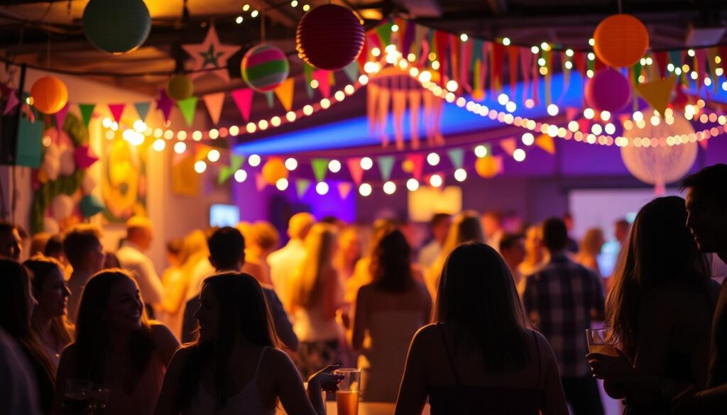 fun party atmosphere with guests fun party atmosphere with guests