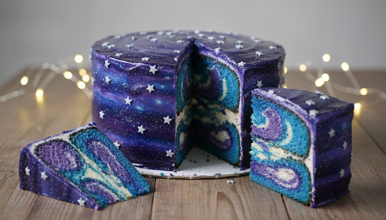 Galaxy Design Cake  with Grape Soda Frosting