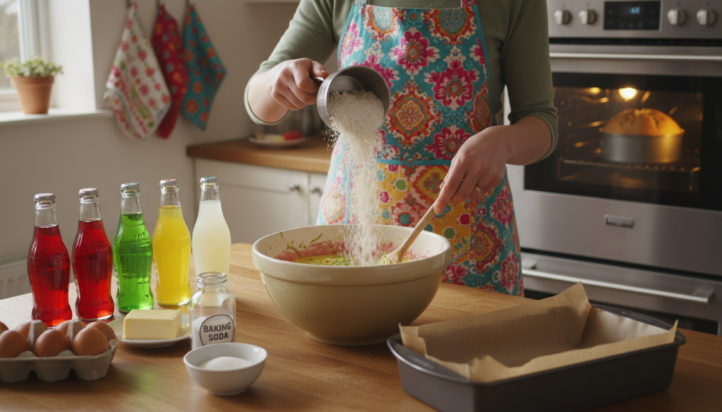 soda cake baking steps