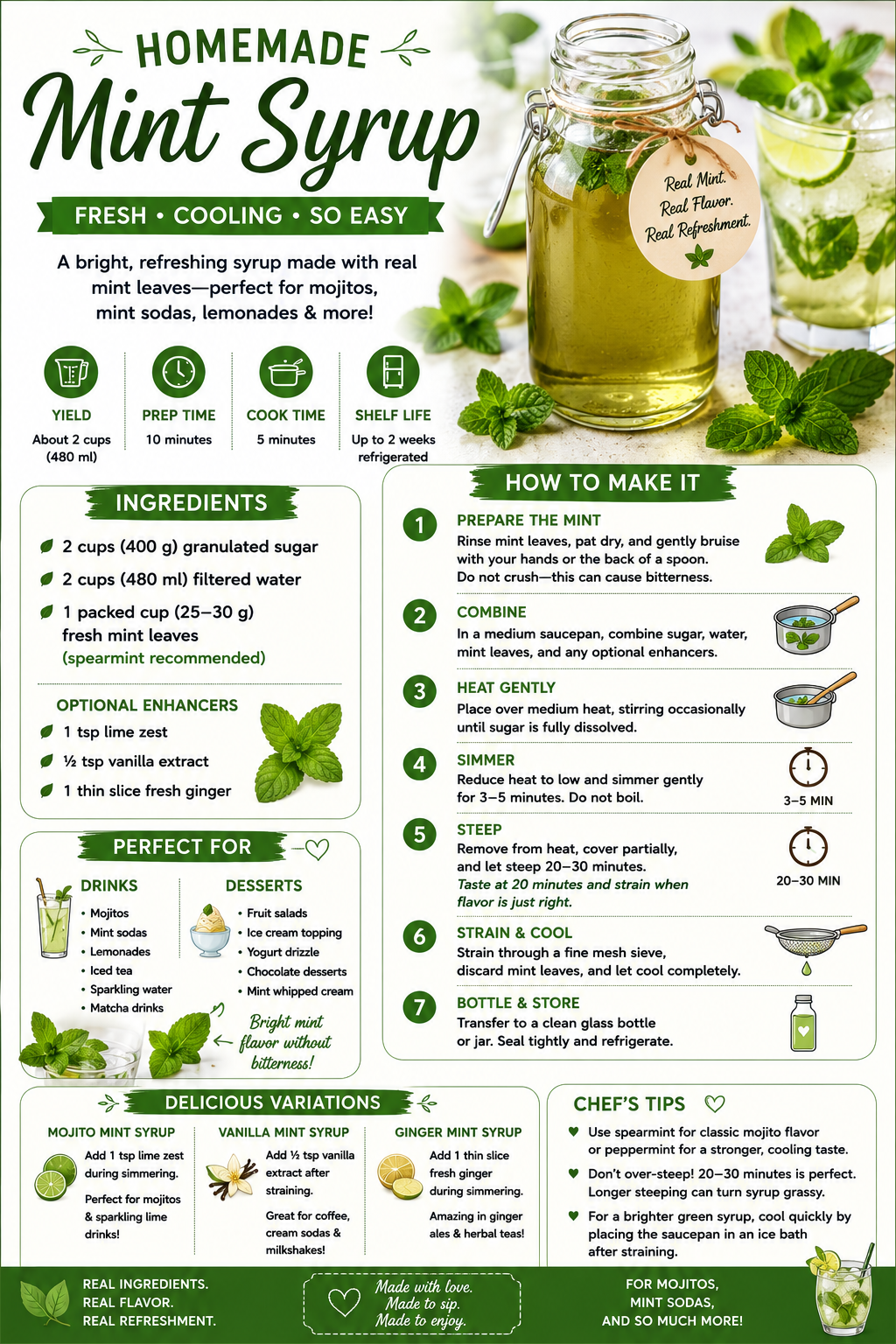 A Simple Mint Syrup Recipe for Mojitos and Sodas.